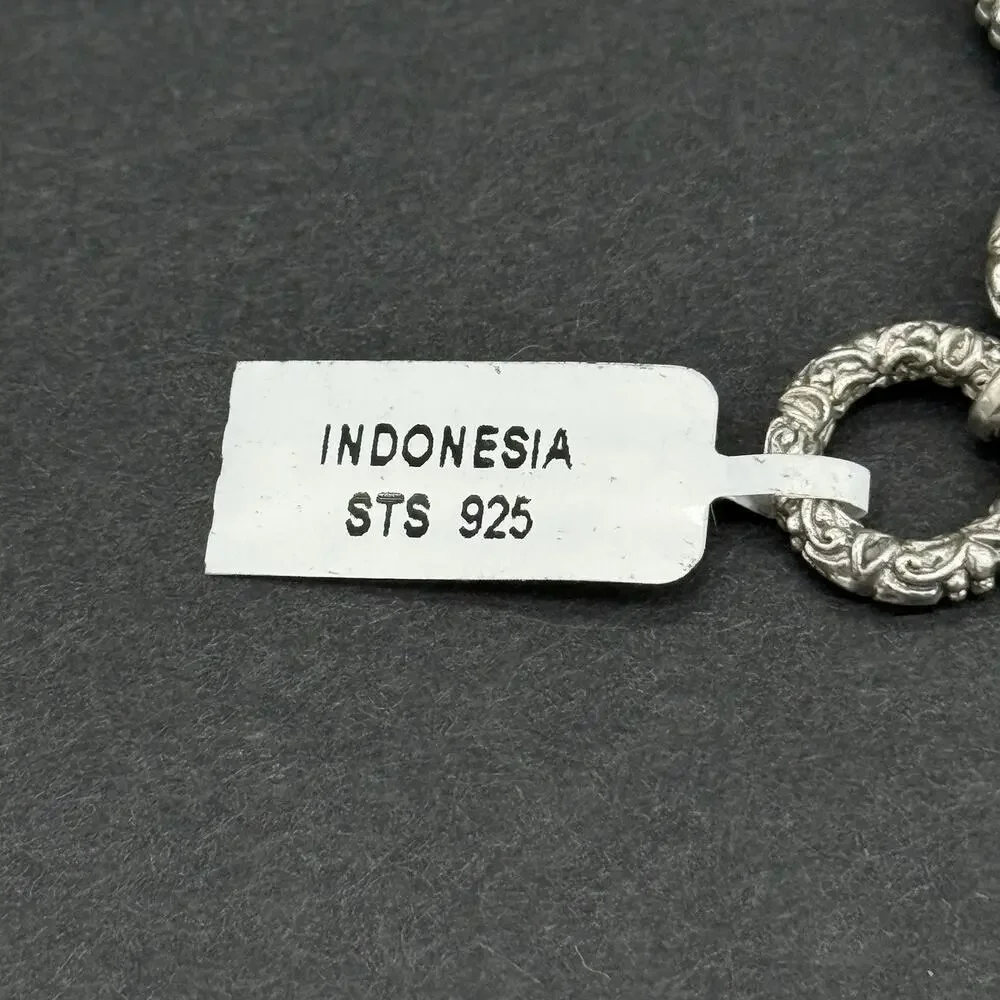 STS Heavy 22g Sterling Silver Heart Byzantine Toggle Bracelet Bali Indonesia 925
